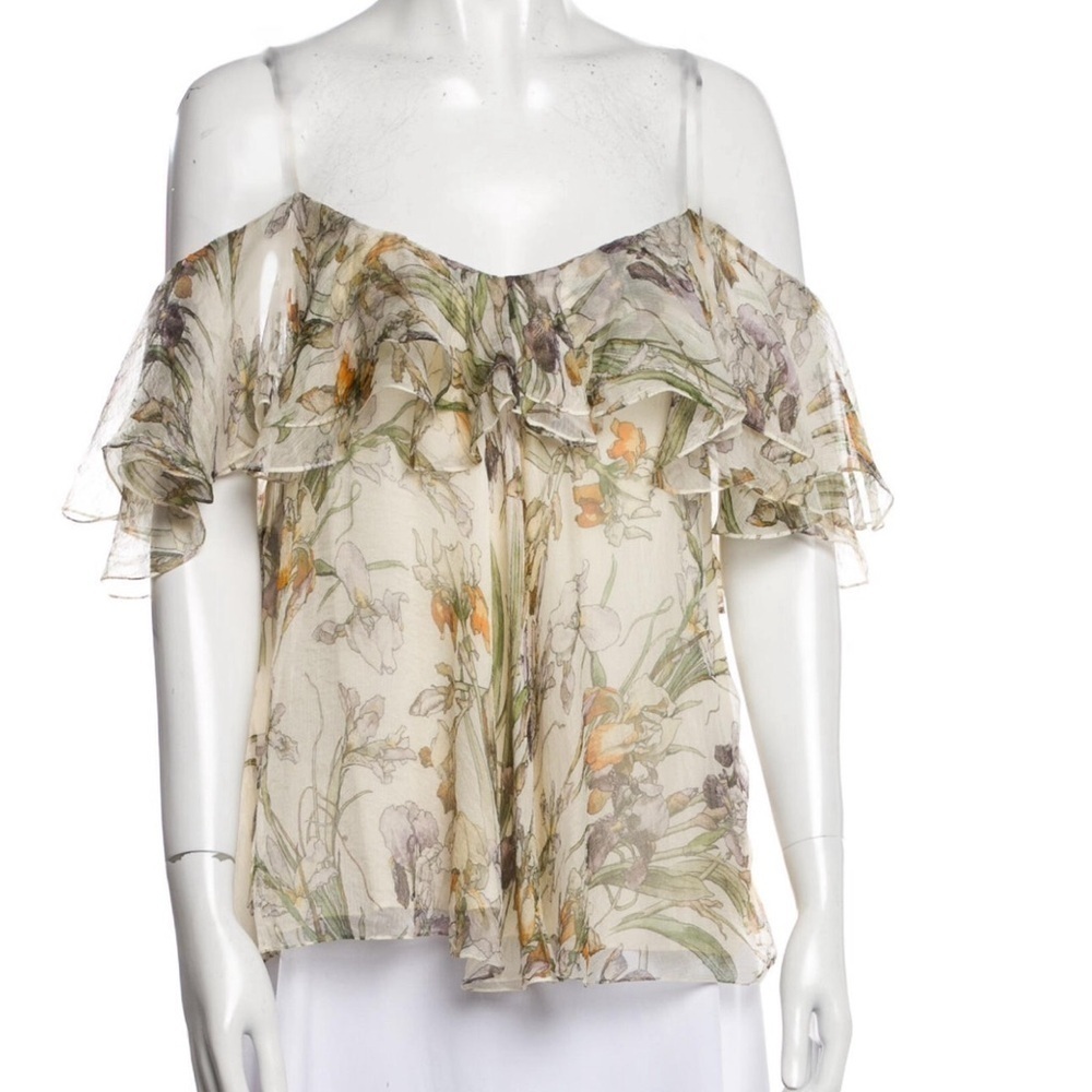 Alexander McQueen Floral Frill Cold Shoulder
Women's Ivory Top Size 42 (L) - Picture 3 of 12